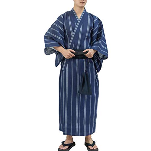 Kimono japon�s Yukata japon�s para Hombre Pijama de t�nica para el hogar Bata Talla L-C1