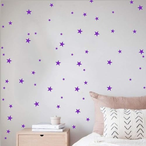 Stars Wall Decal,78 PCS Purple Stars Wall Sticker miniatura 3