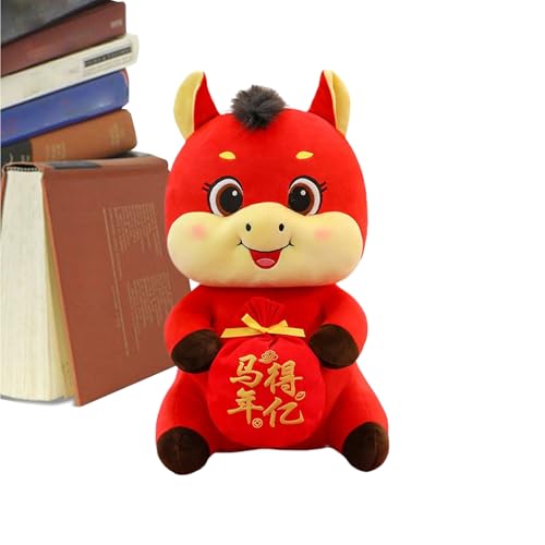 午年ぬいぐるみ | 2026年 中国 馬 マスコット,縁起物 ぬいぐるみ 置物 オフィス 学校 部屋 車内 デスク ブックシェルフ 飾り,車内、オフィス、家庭、学校、本棚、テーブル上装?用