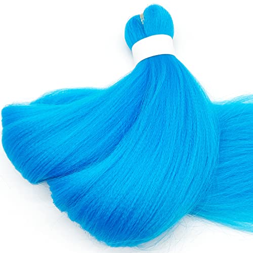 Braiding Hair Pre Stretched Light Blue Braiding Hair Colored Hair Extensions For Braiding Micro Box Braids Knotless Yaki Kids Kanekalon Prestretched Braiding Hair Blue 26 Inch Folded 6 Packs #TOP4