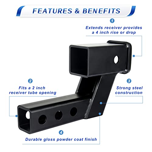4 Drop/Rise Trailer Hitch Receiver Adapter Extension