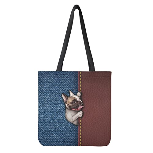 STUOARTE Borse per la spesa da donna, con stampa galassia, grandi, pieghevoli, riutilizzabili, per shopping, viaggi, lavoro, Bulldog francese 3d, Taglia unica