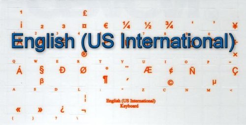 English Us International Keyboard Stickers With Orange Lettering On Transparent Background #TOP1