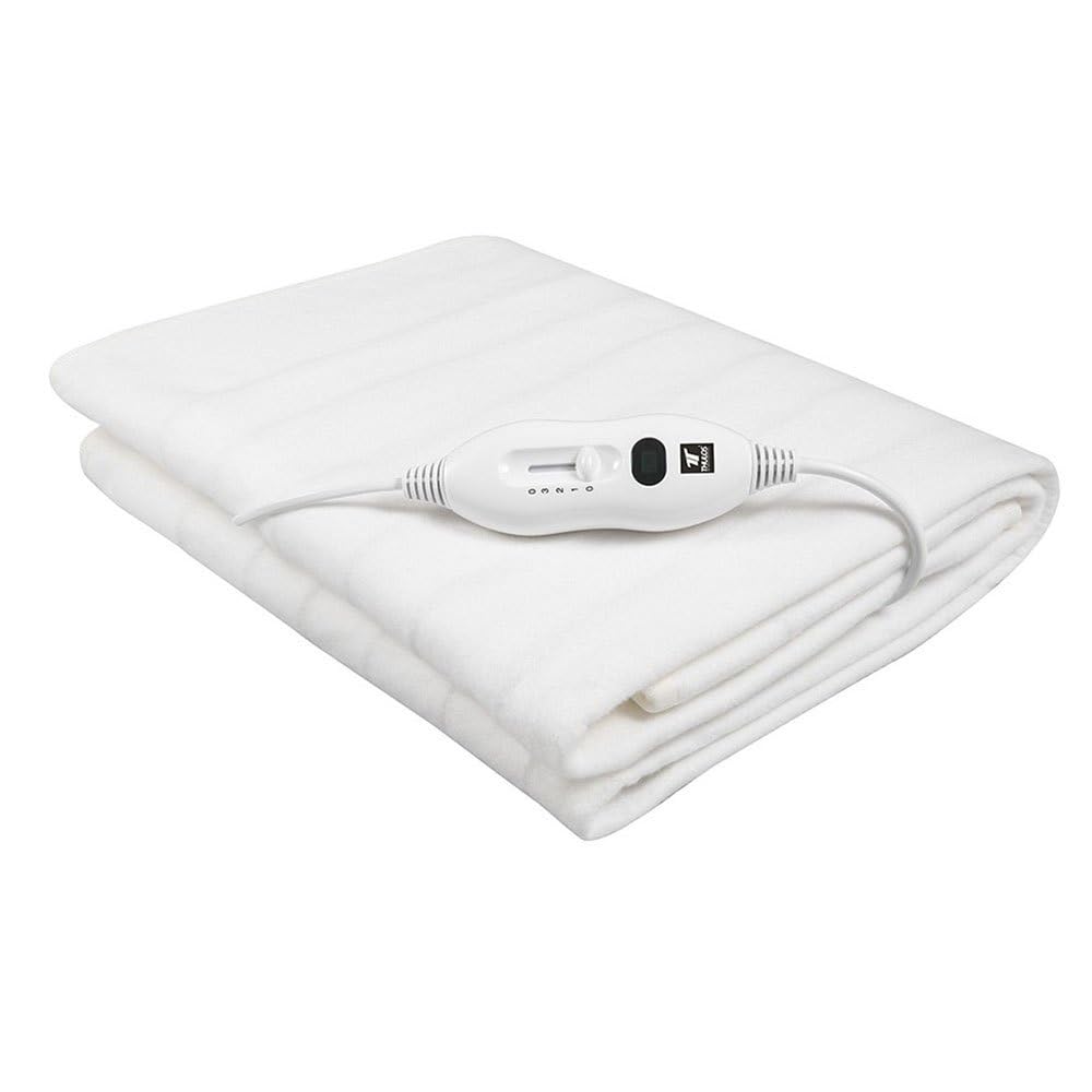 Calientacamas eléctrico en color blanco, dimensiones: 150 * 80 cm, lavable. 2 ajustes de temperatura. Potencia: 60W. THULOS TH-EB300.