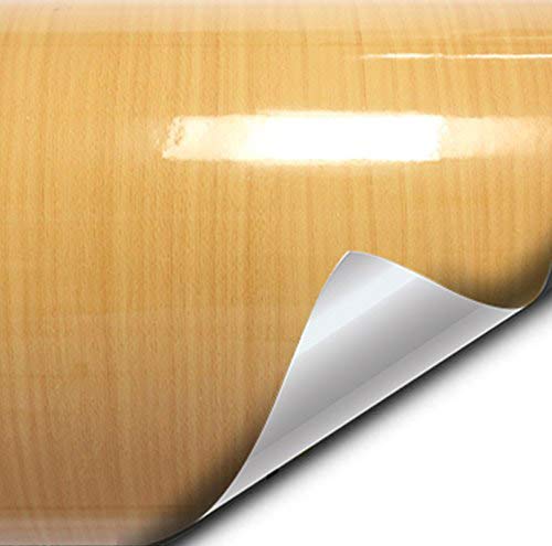 VViViD Wood Grain Adhesive Vinyl Sheet Roll (10ft x 48 Inch, Gloss Gold Pine)