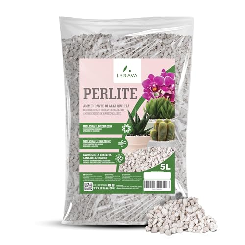 LERAVA® Perlit (5 L) - Perlit för växter - Naturlig och andningsbar jordförbättring - pH-neutral tillsats för blomjord - Effektiv vattenlagring och dränering - Idealiskt för trädgård och krukväxter