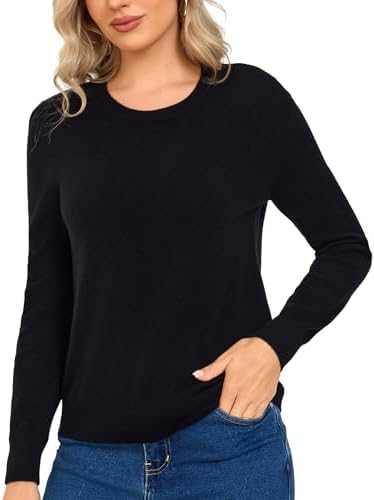 Pullover Sweaters for Women - 100% Merino Wool Crewneck Sweater Cozy Lightweight Base Layer Knitted Long Sleeves