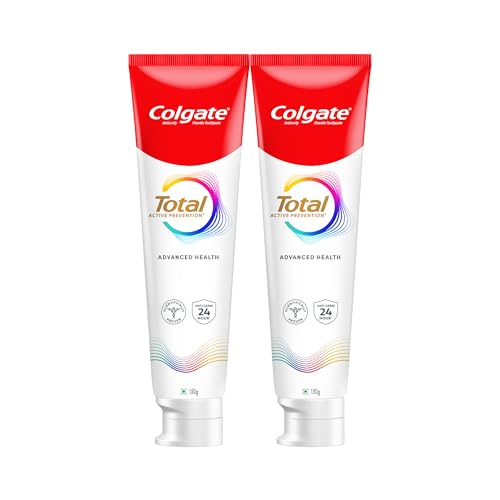 Colgate Total 300gm (2 x 150gm) Advanced Health Anti-Germ Toothpaste, Tooth Paste with 12-Hour Anti-Germ Protection, Whole Mouth Health (Combo Pack Offer)