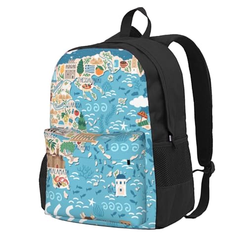Sac à dos de randonnée léger grande capacité imprimé Grèce pour outdoor