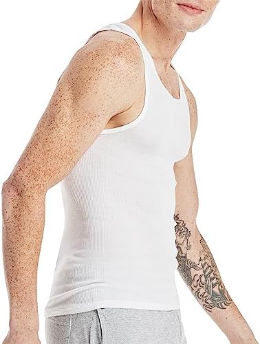Hanes Mens ComfortSoft 6 Pack Tagless A-Shirts Undershirts, White, Small US — view 3