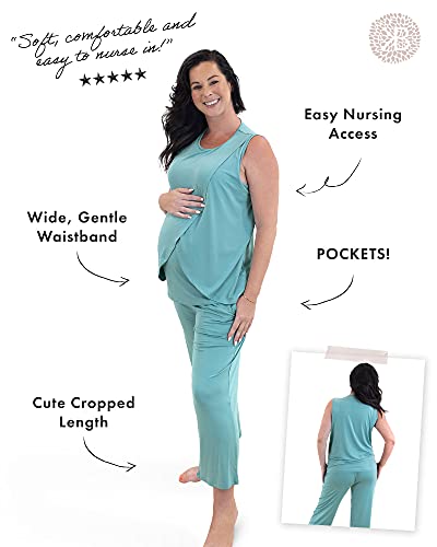 Kindred Bravely Tulip Hem Maternity & Nursing Pajamas | Nursing Pajama Set (Aqua, Medium) #TOP1