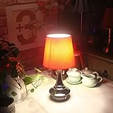 lanmou lampada da tavolo retrò senza fili 3000k, lampada da comodino tattile ricaricabile vintage con paralume in tessuto rosso, lampada da tavolo dimmerabile led, 3 luminosità, batteria da 2500 mah