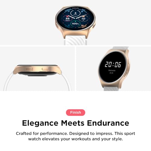 Image of Motorola Moto Watch 120 - Premium Bluetooth Smartwatch with AMOLED Display, 10-Day Battery, Heart Rate & SpO2 Tracking, Fitness & Health Monitoring, Compatible with Android and iPhone - Rose Gold | 1.43 Amoled Display, Up to 10 Days Battery, 24 /7 Heart Rate Monitoring, Background SPO2 Tracking, Assisted GPS, 22 Mm Strap