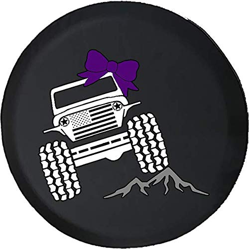 Spare Tire Cover American Flag Offroad Girl Purple 4x4 (Fits: SUVs Camper Accessories RV Accessories Size