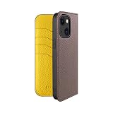 COGURE コグレ iPhone14Plus 手帳型 ケース ダイアリーケース スマホケース 本革 カード収納 TPUケース 耐衝撃 磁石なし ギフトボックス付き COPDE エトープ+イエロー