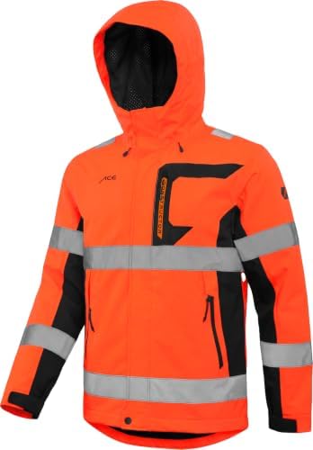 ACE Constructor HiViz Regenjacke - wasserdichte Warnjacke mit Reflektoren und Kapuze - EN ISO 20471 und EN 343 - S bis 4XL