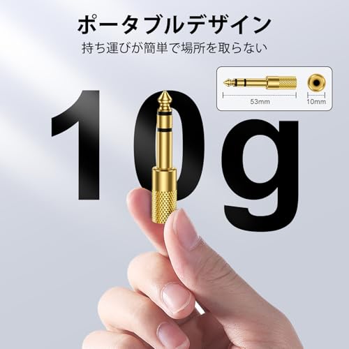 Viviber 3.5mm 6.35mm 変換 イヤホンジャック ステレオミニ標準プラグ 持ち便利 イヤホンプラグ 変換 (2個セット) 高耐久 3.5mm to 6.35mm ヘッドホンジャック 金メッキ イヤホン/スピーカー/マイク/電子ピアノ/ギターなどに対応
