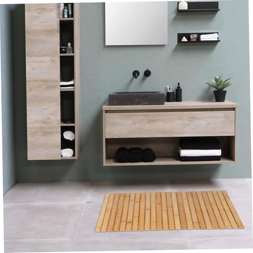 21Bamboo Premium Bambus Badvorleger – Natürliche, rutschfeste Badezimmermatte 50x80 cm, Feuchtigkeitsresistent & Pflegeleicht – Elegantes Design für Dusche, Wanne und Waschbecken