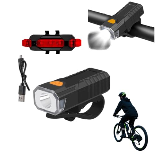 Bike Headlight Front&Rear Bike Light Set, Rechargeable Bike Lights, Ultra Bright Bicycle Lights for Night Riding, Durable Waterproof, Road Mountain Bike Accessories for Kids Adults