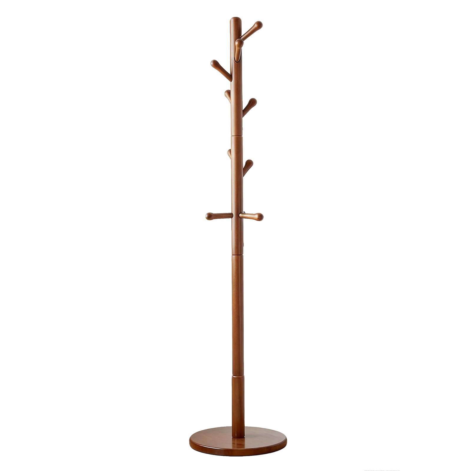 FGXHHS Multifunctal Hall Tree with 10 Hoo - Freestanding Coat Rack & Entryway Sto nizer Round Base for Hallway Bedroom Walnut h