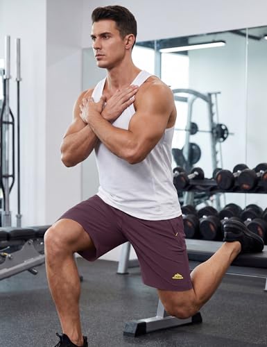 MAGCOMSEN Men's Workout Gym 9" Shorts Quick Dry Lightweight Summer Casual Athletic Hiking Shorts for Men with 3 Pockets Purple, 36
