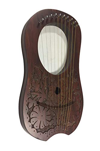 10 Strings Lyre Harp with free Metal Strings, Tuning Key and Carrying Bag.