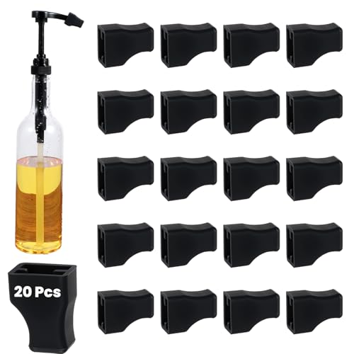 20 tapas de goma para jarabe de café, tapas de jarabe de goma negra, portátil, práctica, boquilla larga, bombas de loción para jarabes, bomba de azúcar, condimentos, botella de licor de aceite de