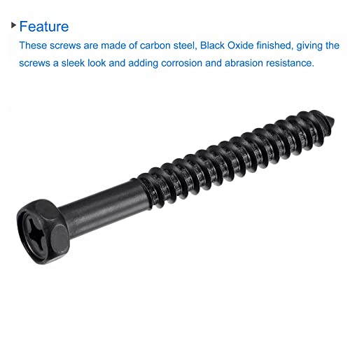 Tornillos Hex Lag 5/16" x 2-3/4" acero carbono Phillips 10pcs miniatura 4