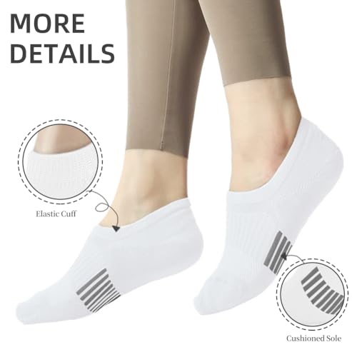Image of Women's Ankle Cotton Socks Low Cut Athletic Running Soft Thin No Show White Socks 6-10 Pairs