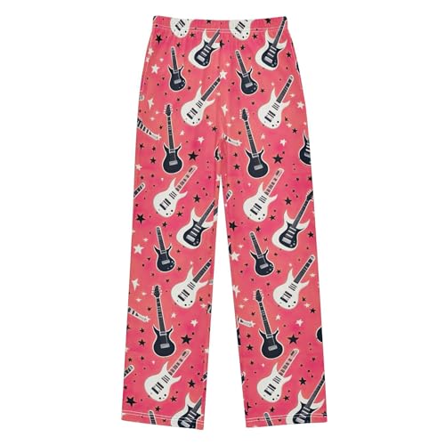 Rock and Roll Guitar Long Pajama Pants Elastic Waist PJ Bottoms with Pockets S A1103612