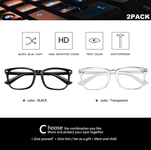 Image of IFLASH Blue Light Blocking Glasses Gaming Filter Transparent Square Eyeglasses for Eye Protection Men Women, Computer /Tablet /Laptop /Mobile /TV, Anti-blue & Anti eyestrain