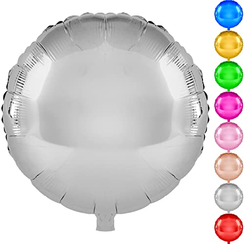 DekoRex Globos de plástico redondos, 10 unidades, 45 cm, decoración para fiestas de cumpleaños (color plateado)