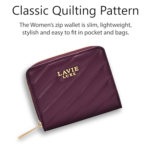 Image of Lavie Luxe Women's Diagonal Flap 25 Quilted Small Zip Wallet | Gift for Women