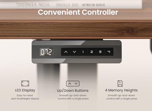 Image of BANTI 40 x 24 Inches Standing Desk, Ergonomic, Electric Height Adjustable, Sit and Stand Up, Computer Office Desk with Splice Board, Black Frame /Black Walnut Top