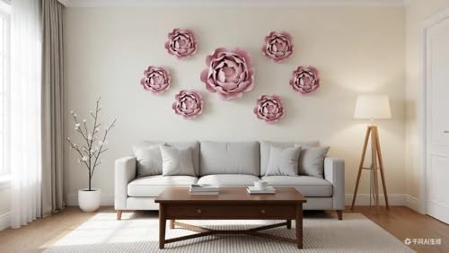 Image of Ceramic Flower Wall Art Decor, Artificial Flower Wall Sculpture,Handmade Ceramic Flowers for Home,Hallway,Living Room, Kitchen,Bathroom (Pink, Peony Bud, 1.57 inch)