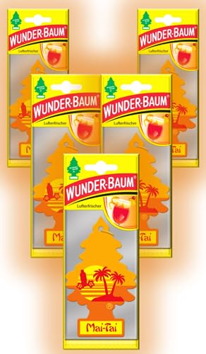 Wunder-Baum Autoduft Lufterfrischer Duftbaum Düfte 5 Stück + Stift light-tribe (Mai-Tai)