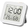 Digital Timer Shower Clock with Alarm, Bathroom Kitchen Wall Clock, White