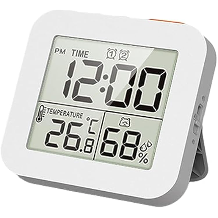 Digital Timer Shower Clock with Alarm, Bathroom Kitchen Wall Clock, White
