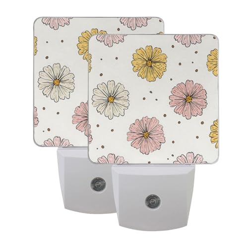 Luz nocturna decorativa con flores cartoon, sensor