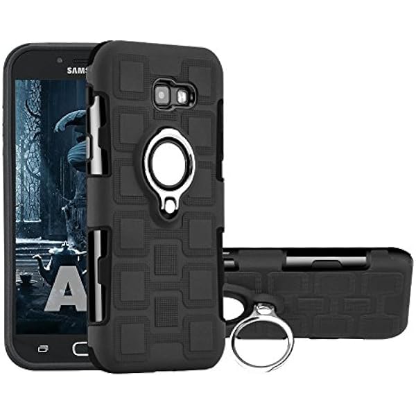 Armor Treble Layer 2 w 1 etui ochronne z obrotowym uchwytem na pierścień na palec podpórka pasuje namagnesowany uchwyt samochodowy do Samsung Galaxy A7 2017 A720 etui na tablet (kolor: Czarny)