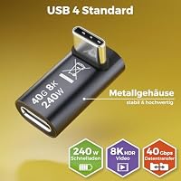 deleyCON USB-C Winkeladapter 90 Grad, 40Gbps, 240W, USB 4.0, Typ C, 2 Stück – Ansicht 4