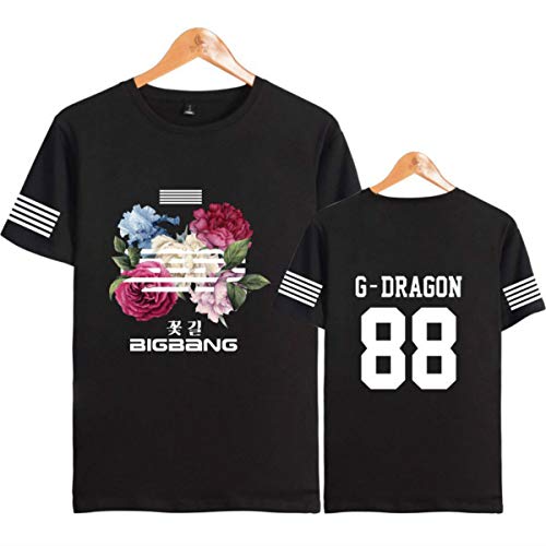 KPOP Bigbang Camiseta Estampada Camiseta de Manga Corta de Verano G-Dragon D-Lite V.I Top TAE Yang Top Tees (1,M)