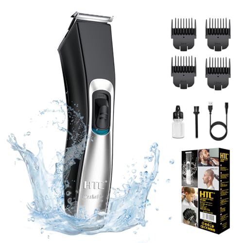 HTC Men's Hair Clippers & Beard Trimmer Grooming Kit All-in-One Professional Electric Haircut Kit, Fully Washable, Corded & Cordless Use with Trimmer Hair and Body Care