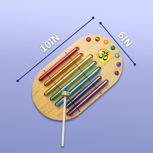 summvox Meditation Chime With Mallet,Seven Tone Wind Chime,Handmade Chakra Bells Chimes,For Relaxation, Stress & Anxiety Relief, Chakra Healing, Outside Yoga - Thumbnail 2