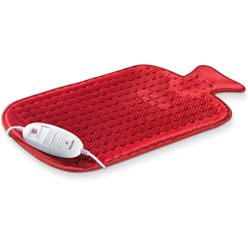 Beurer HK44UK Heat Pad | Soft and cosy electric heat pad | Rapid warm-up function | 3 electronically regulated temperature settings | Machine-washable | The NEW-AGE hot water bottle, 50 x 30 cm, Red