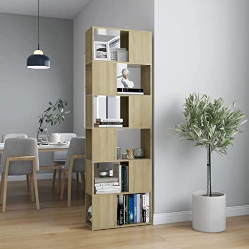 Estantería para libros roble Sonoma de 60 cm con 6 compartimentos de madera 3