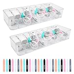 DODUOS 2 Pack Cable Management Box with Lid, Clear Cable Storage Box, 8 Compartments Data Cable Organiser with 24 Wire Ties for Electrical Cables Organizer in Home Office
