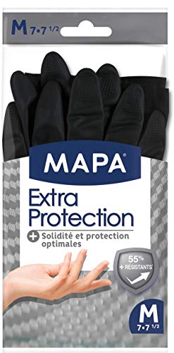 MAPA – Extra Protection – Guantes de látex para el hogar de resistencia reforzada – Solidez y protección óptima, todo tipo de trabajos – 1 par – Talla M