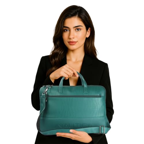 Image of Nautica Padded Laptop Sleeve Stylish Leatherette Bag | Waterproof Protective Cover with Handle & Detachable Sling Strap | Compact and Comfortable for Travelling | Suitable up to 15.6 Inch Laptop