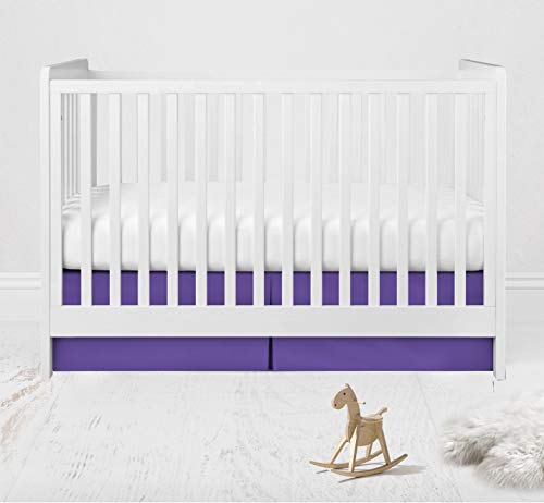 Bacati - Solid Cotton Crib Skirt 100% Cotton Percale with 13 inch Drop for US Standard Crib (Purple)